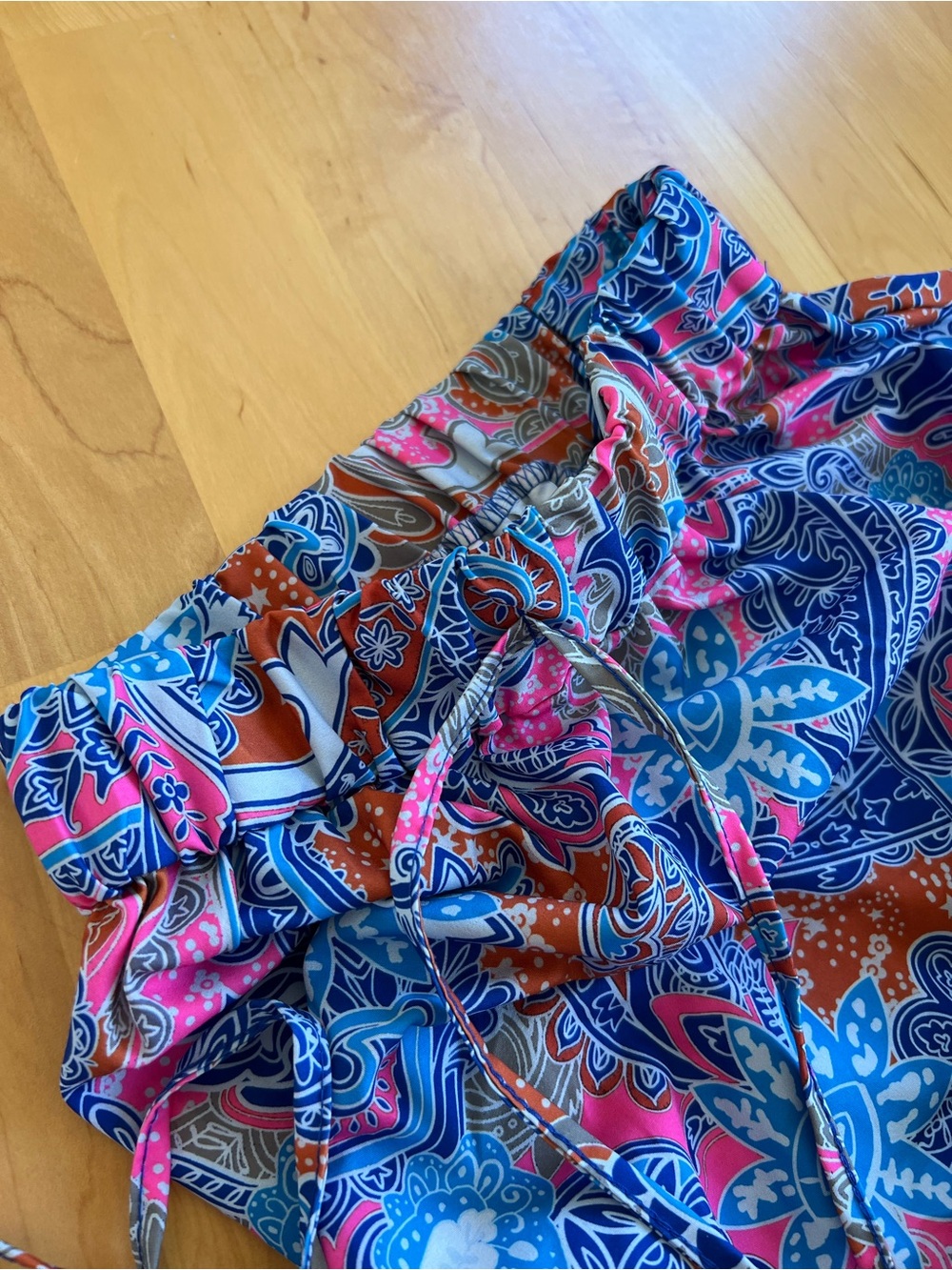 Women's Pink & Blue Paisley Tiered Maxi Skirt - Picture 5 of 5